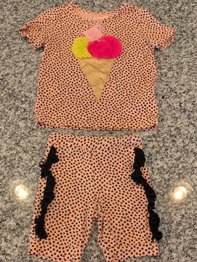 Girls Peach Polka Dot Ice Cream Costume Set